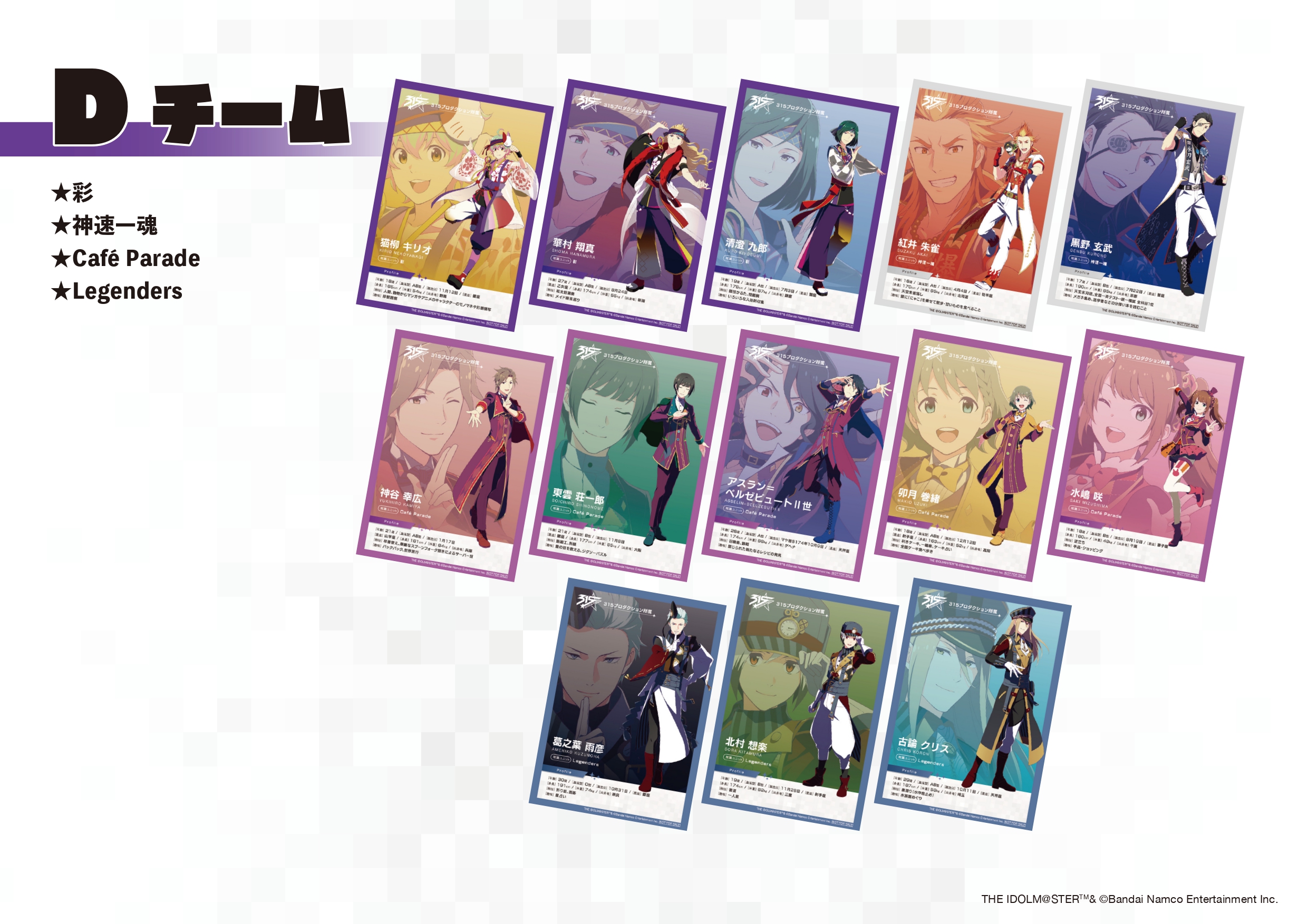 315プロダクション所属アイドル 宣伝素材風ブロマイド